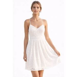 Abercrombie & Fitch White Lace Sundress Small Spaghetti Strap V-Neck Angelcore